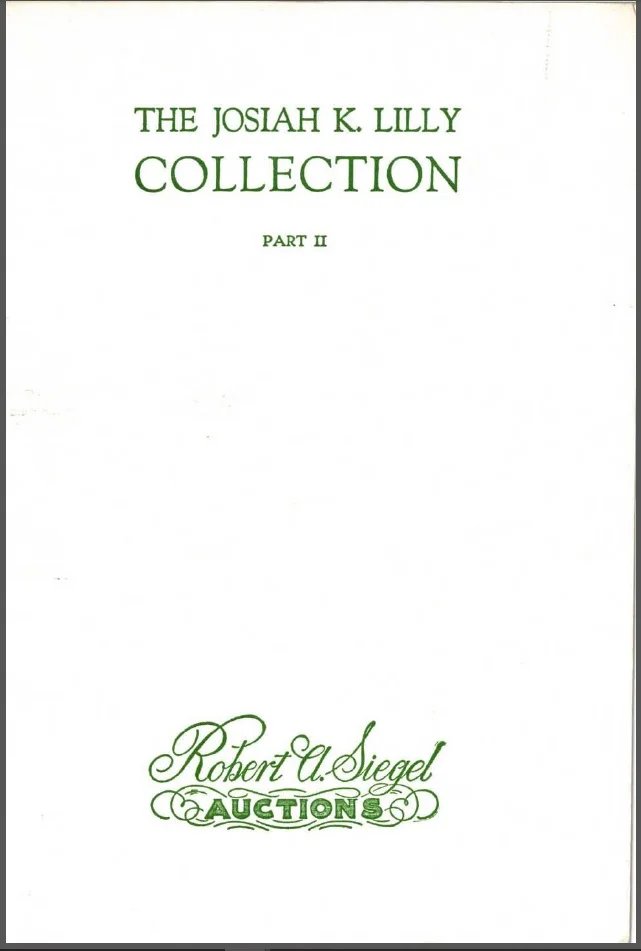 Josiah K. Lilly Collection, Part II catalogue
